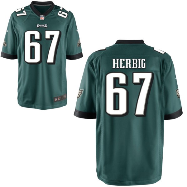 Youth Philadelphia Eagles Nike Midnight Green Game Jersey HERBIG#67