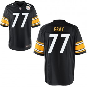 Youth Pittsburgh Steelers Nike Black Game Jersey GRAY#77