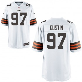Nike Men's Cleveland Browns Game White Jersey GUSTIN#97