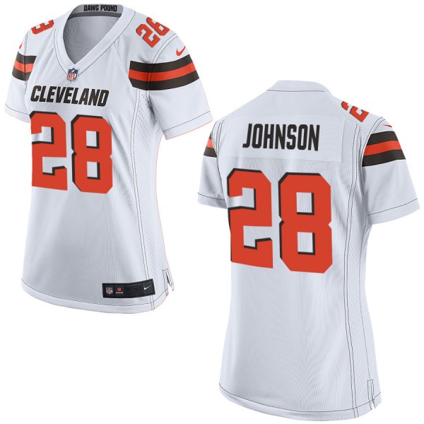 Nike Cleveland Browns Womens White Game Jersey JOHNSON#28